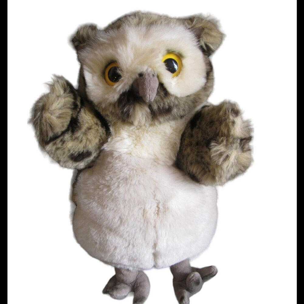 Owl Stuffed Plush Realistic Hand Puppet 14" Childrens Toy READ